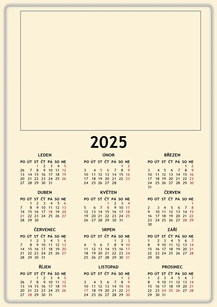 KALENDÁŘ CELOROČNÍ jeden list A3