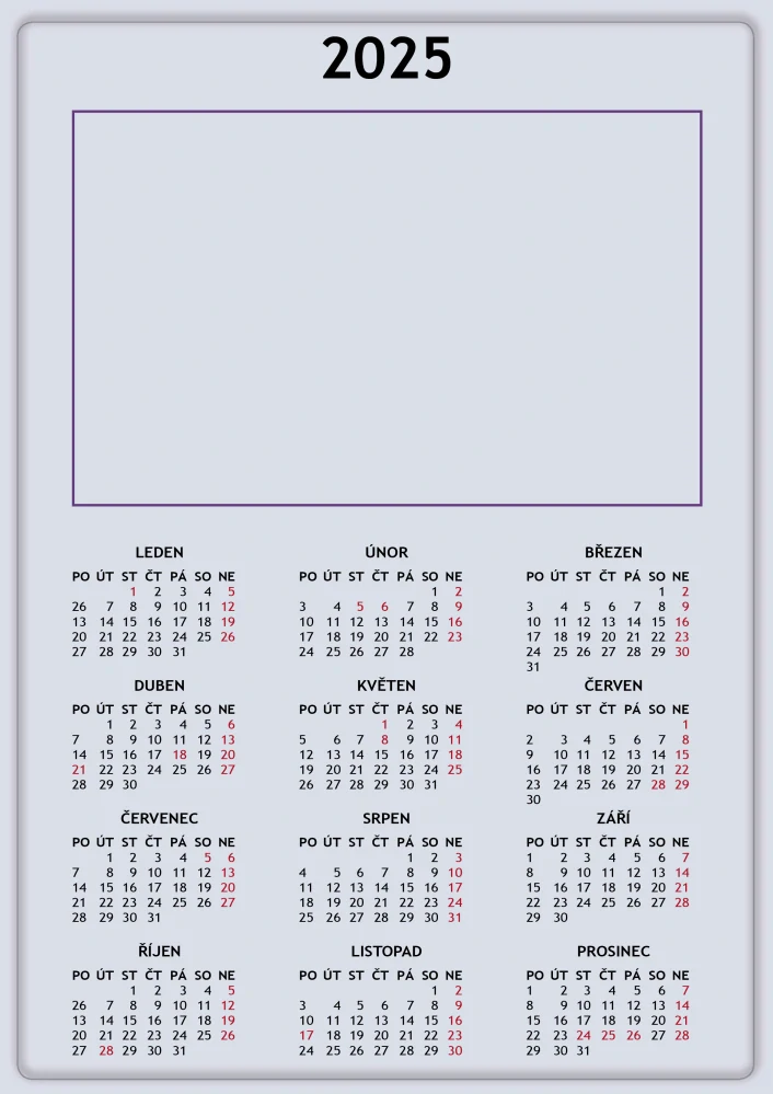 KALENDÁŘ CELOROČNÍ jeden list A3