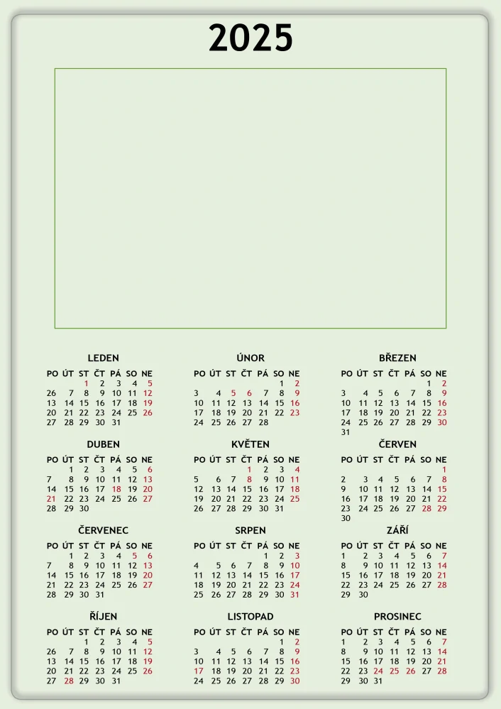 KALENDÁŘ CELOROČNÍ jeden list A3